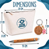 Coffret Cadeau J’peux pas je suis Maquilleuse – Trousse, stylo bambou et porte-clés