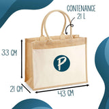 Sac Cabas Jute avec Poche J’peux pas j’ai couture J'peux pas minimaliste