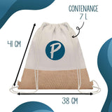 Sac à Dos Toile et Jute J’peux pas j’ai planche à voile J'peux pas minimaliste
