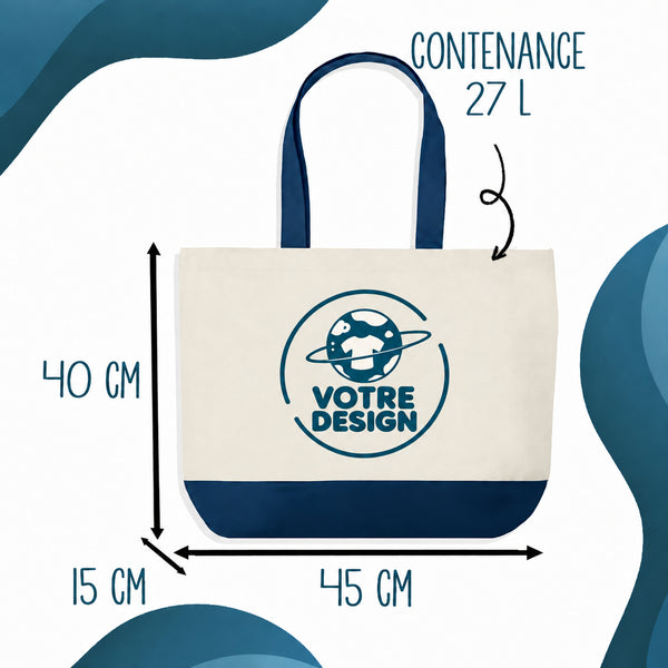 Grand Sac Cabas fond bleu - Planetee