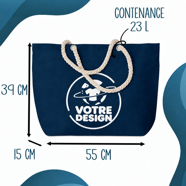 Grand Sac Cabas Bleu Marine Être prof de maths c'est la vie