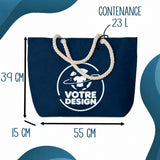 Grand Sac Cabas Bleu Marine Être prof de maths c'est la vie