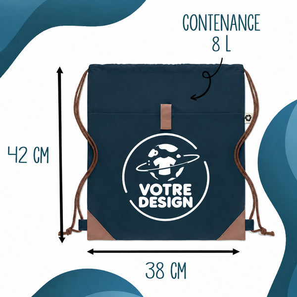 Sac à dos avec pochette avant bleu marine - Planetee