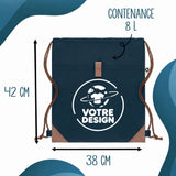Sac à dos avec pochette avant bleu marine - Planetee