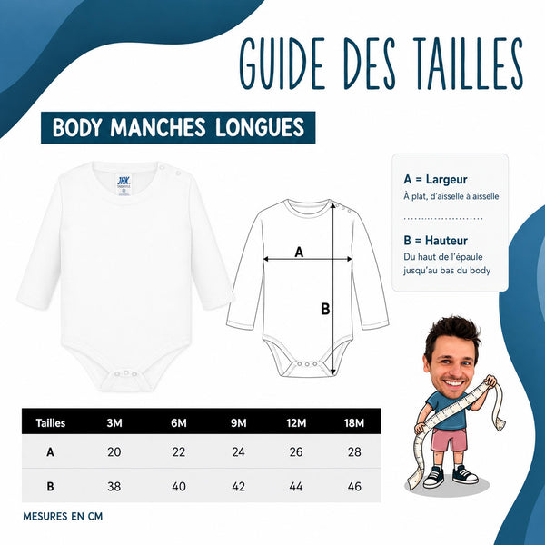 Body Bébé Manches Longues J’peux pas j’ai couture J'peux pas minimaliste