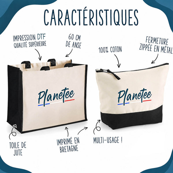 Ensemble Cabas et Trousse J’peux pas j’ai couture J'peux pas minimaliste