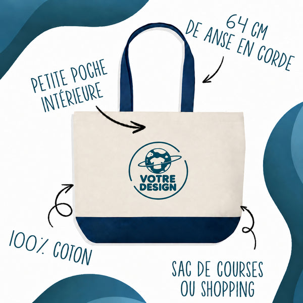Grand Sac Cabas fond bleu - Planetee