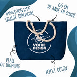 Grand Sac Cabas Bleu Marine Être prof de maths c'est la vie