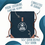 Sac à dos avec pochette avant bleu marine - Planetee