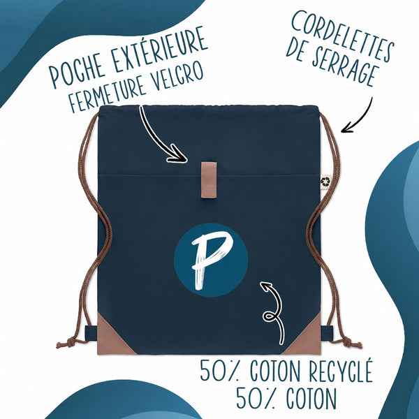 Sac à Dos avec Pochette Avant Bleu Marine La bretagne c'est ma thérapie