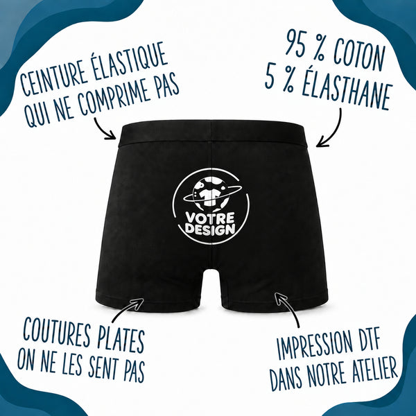 Boxer Homme Être prof de maths c'est la vie – Impression au dos – Noir