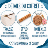 Coffret Cadeau J’peux pas je suis Poissonnier – Trousse, stylo bambou et porte-clés