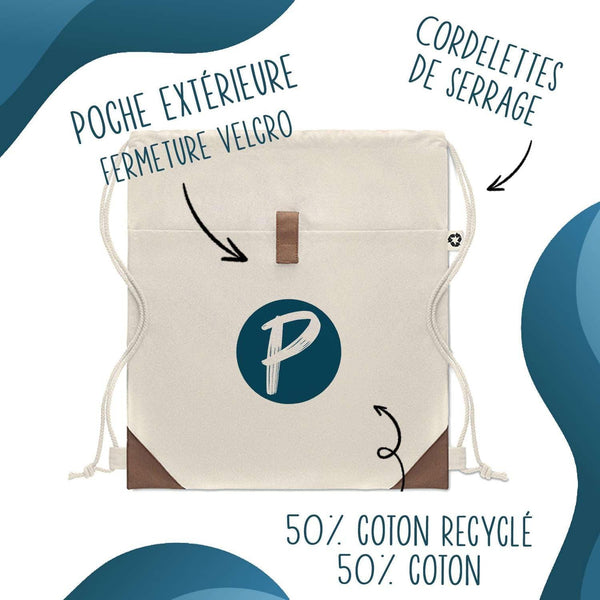 Sac à Dos avec Pochette Avant Beige J’peux pas j’ai couture J'peux pas minimaliste