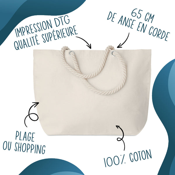 Grand Sac Cabas Beige J’peux pas j’ai couture J'peux pas minimaliste