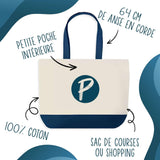 Grand Sac Cabas Fond Bleu J’peux pas j’ai planche à voile J'peux pas minimaliste