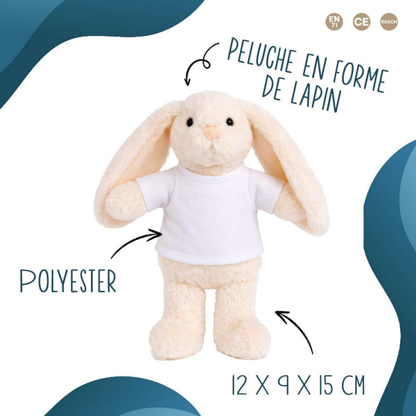 Doudou Peluche Lapin J’peux pas j’ai planche à voile J'peux pas minimaliste
