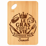 Planche bambou gravée personnalisée homme idée cadeau Fête des Pères apéro 30×20 prénom cuisine plateau fromage anniversaire noel papa papi 
