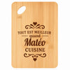 Planche bambou gravée personnalisée homme idée cadeau Fête des Pères apéro 30×20 prénom cuisine plateau fromage anniversaire noel papa papi 