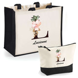 Cabas femme sac plage ou shopping tote bag pochette trousse Idée cadeau original pour anniversaire Noël travail départ retraite collègue famille fete des mères maman mamie