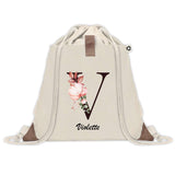 Sac à dos avec pochette Violette Lettre Fleur