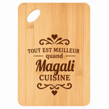 Planche bambou gravée personnalisée femme idée cadeau Fête des Mères apéro 30×20 prénom cuisine plateau fromage anniversaire noel maman mamie