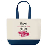 Sac de shopping bleu Merci Cœur Géniale