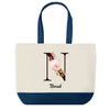 Sac de shopping bleu Norah Lettre Fleur