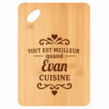 Planche bambou gravée personnalisée homme idée cadeau Fête des Pères apéro 30×20 prénom cuisine plateau fromage anniversaire noel papa papi 
