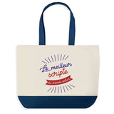 Sac de shopping bleu Scripte Meilleur du Monde