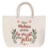 Sac Fête des Mères Mamie Famille Idée Cadeau anniversaire Noël Travail Boulot Métier Départ Retraite Collègue Femme cabas shopping plage