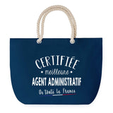 Sac de plage Bleu anse corde Certifiée meilleure Agent Administratif