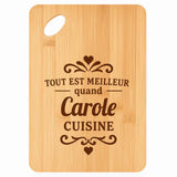 Planche bambou gravée personnalisée femme idée cadeau Fête des Mères apéro 30×20 prénom cuisine plateau fromage anniversaire noel maman mamie