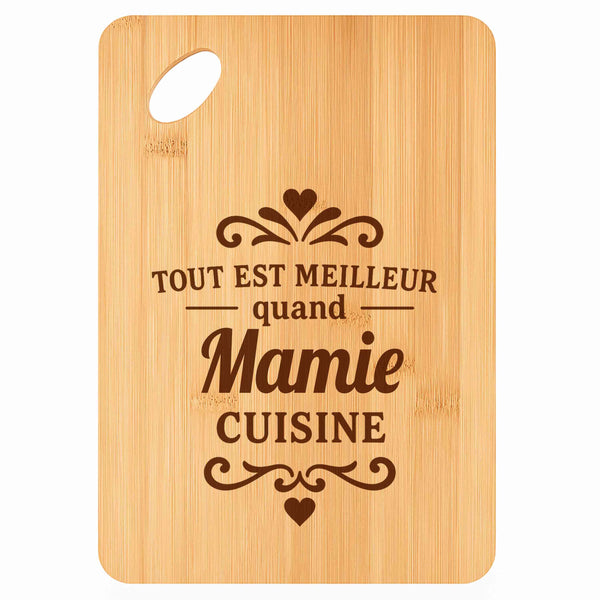 Planche bambou gravée personnalisée femme idée cadeau Fête des Mères apéro 30×20 prénom cuisine plateau fromage anniversaire noel maman mamie