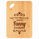 Planche bambou gravée personnalisée femme idée cadeau Fête des Mères apéro 30×20 prénom cuisine plateau fromage anniversaire noel maman mamie