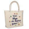 Sac Fête des Mères Mamie Famille Idée Cadeau anniversaire Noël Travail Boulot Métier Départ Retraite Collègue Femme cabas shopping plage