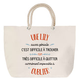 Sac Fête des Mères Mamie Famille Idée Cadeau anniversaire Noël Travail Boulot Métier Départ Retraite Collègue Femme cabas shopping plage
