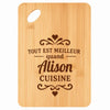 Planche bambou gravée personnalisée femme idée cadeau Fête des Mères apéro 30×20 prénom cuisine plateau fromage anniversaire noel maman mamie