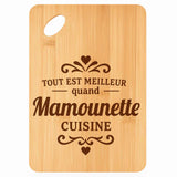 Planche bambou gravée personnalisée femme idée cadeau Fête des Mères apéro 30×20 prénom cuisine plateau fromage anniversaire noel maman mamie