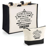 Cabas femme sac plage ou shopping tote bag pochette trousse Idée cadeau original pour anniversaire Noël travail départ retraite collègue famille fete des mères maman mamie