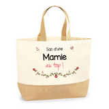 Sac Jute Fête des Mères Fêtes des Pères Mamie Papi Famille Idée Cadeau anniversaire Noël Travail Boulot Métier Départ Retraite Collègue Femme Homme