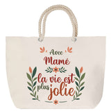 Sac Fête des Mères Mamie Famille Idée Cadeau anniversaire Noël Travail Boulot Métier Départ Retraite Collègue Femme cabas shopping plage