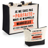 Cabas femme sac plage ou shopping tote bag pochette trousse Idée cadeau original pour anniversaire Noël travail départ retraite collègue famille fete des mères maman mamie