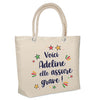Sac Fête des Mères Mamie Famille Idée Cadeau anniversaire Noël Travail Boulot Métier Départ Retraite Collègue Femme cabas shopping plage