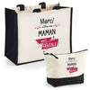 Cabas femme sac plage ou shopping tote bag pochette trousse Idée cadeau original pour anniversaire Noël travail départ retraite collègue famille fete des mères maman mamie