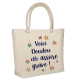 Sac Fête des Mères Mamie Famille Idée Cadeau anniversaire Noël Travail Boulot Métier Départ Retraite Collègue Femme cabas shopping plage