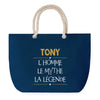 Sac de plage Bleu anse corde Tony Mythe Légende -jaune