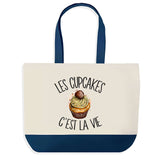 Sac de shopping bleu Cupcakes c'est la Vie