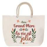 Sac Fête des Mères Mamie Famille Idée Cadeau anniversaire Noël Travail Boulot Métier Départ Retraite Collègue Femme cabas shopping plage