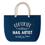 Sac de plage Bleu anse corde Certifiée meilleure Nail Artist