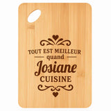 Planche bambou gravée personnalisée femme idée cadeau Fête des Mères apéro 30×20 prénom cuisine plateau fromage anniversaire noel maman mamie
